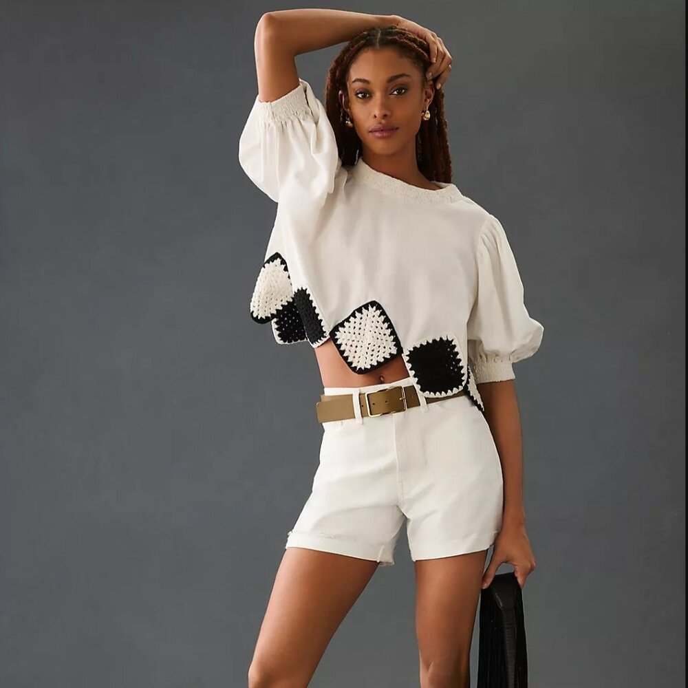 Anthropologie Hudson Devon High‑Rise Boyfriend Shorts White Size 29 NWT